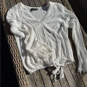 Lulu's Cream lace boho top , S